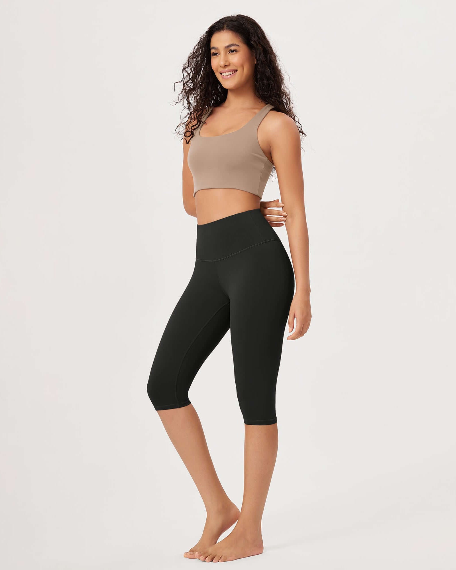 ODLEX 14 High Waist Knee Length Workout Athletic Running Capris Leggings - ododos