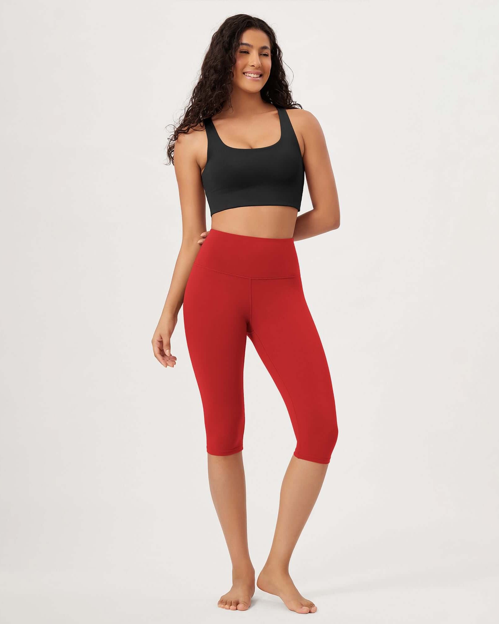 ODLEX 14 High Waist Knee Length Workout Athletic Running Capris Leggings - ododos