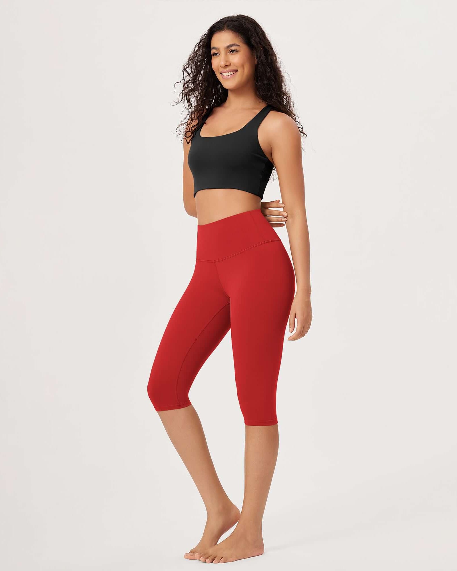 ODLEX 14 High Waist Knee Length Workout Athletic Running Capris Leggings - ododos