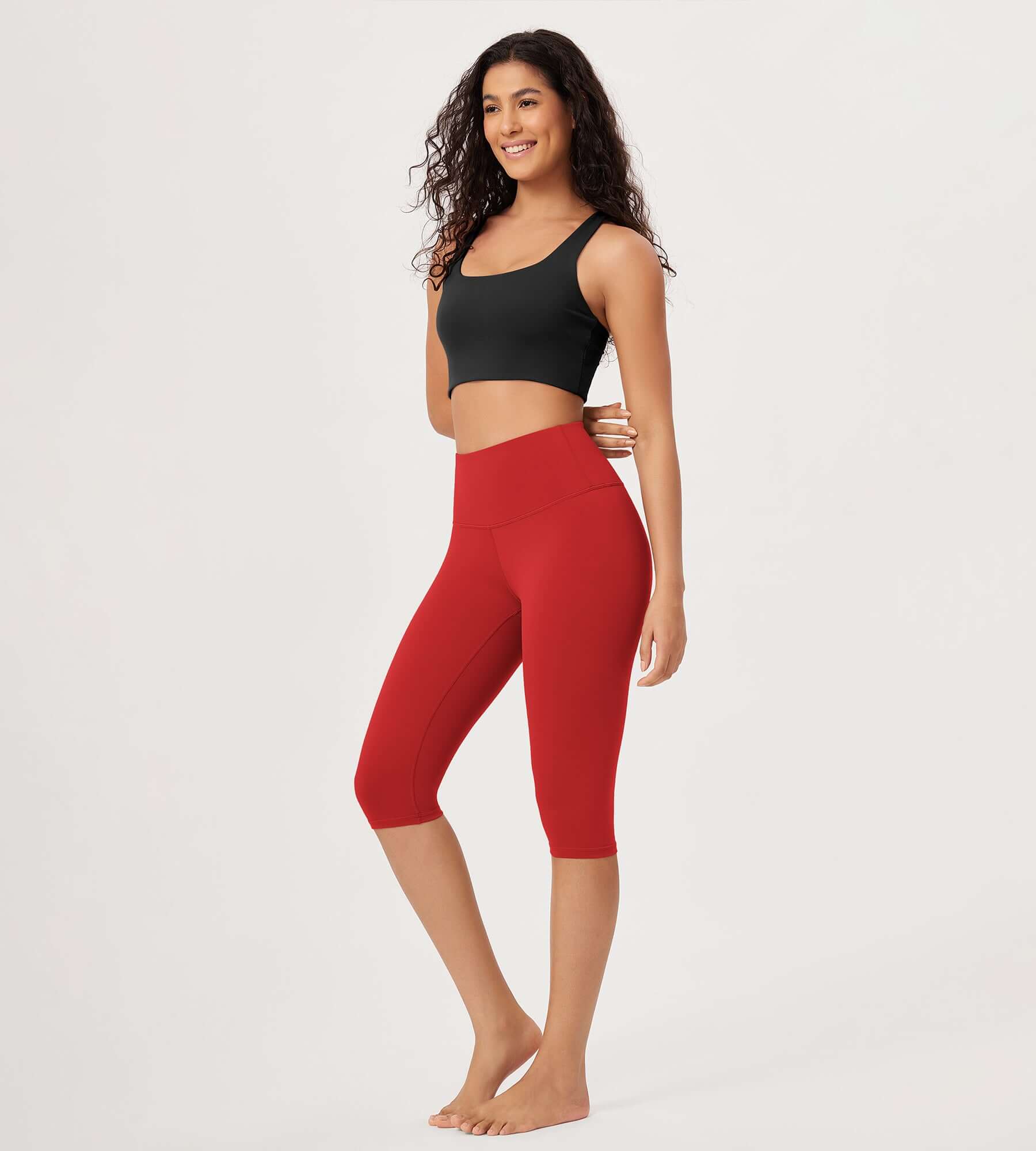 ODLEX 14 High Waist Knee Length Workout Athletic Running Capris Leggings - ododos