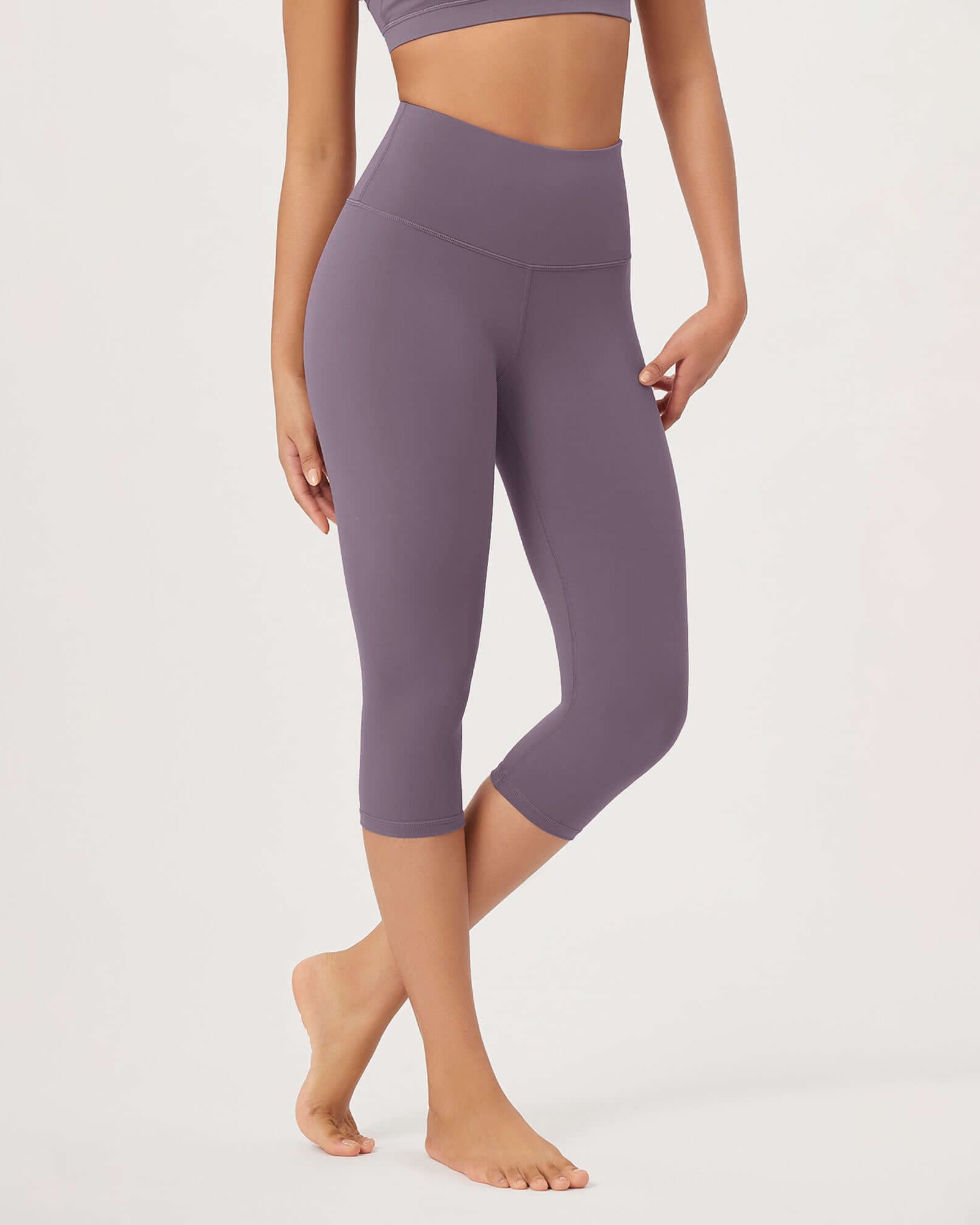 ODLEX 2-Pack 19 High Waist Knee Length Workout Athletic Running Capris Leggings - ododos