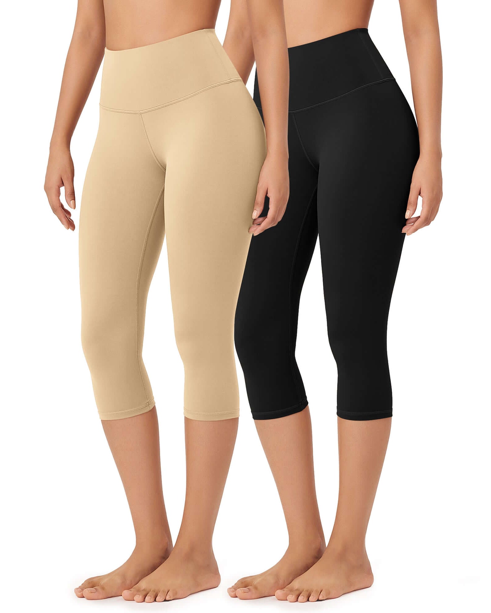 ODLEX 2-Pack 19 High Waist Knee Length Workout Athletic Running Capris Leggings - ododos