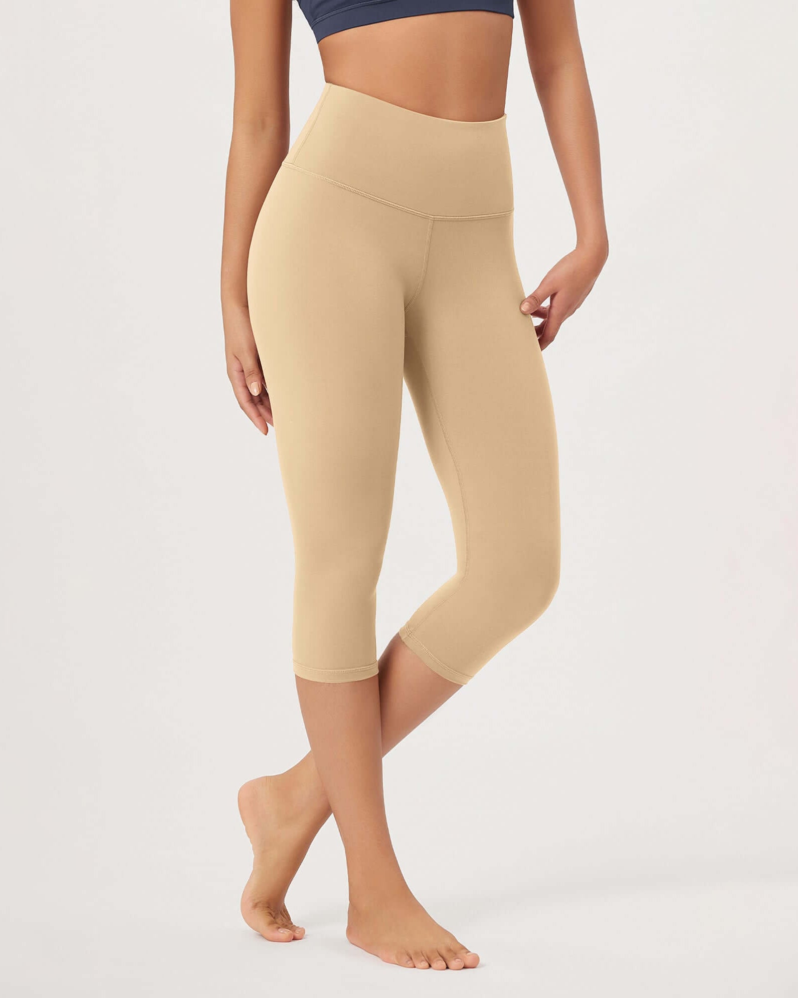 ODLEX 2-Pack 19 High Waist Knee Length Workout Athletic Running Capris Leggings - ododos