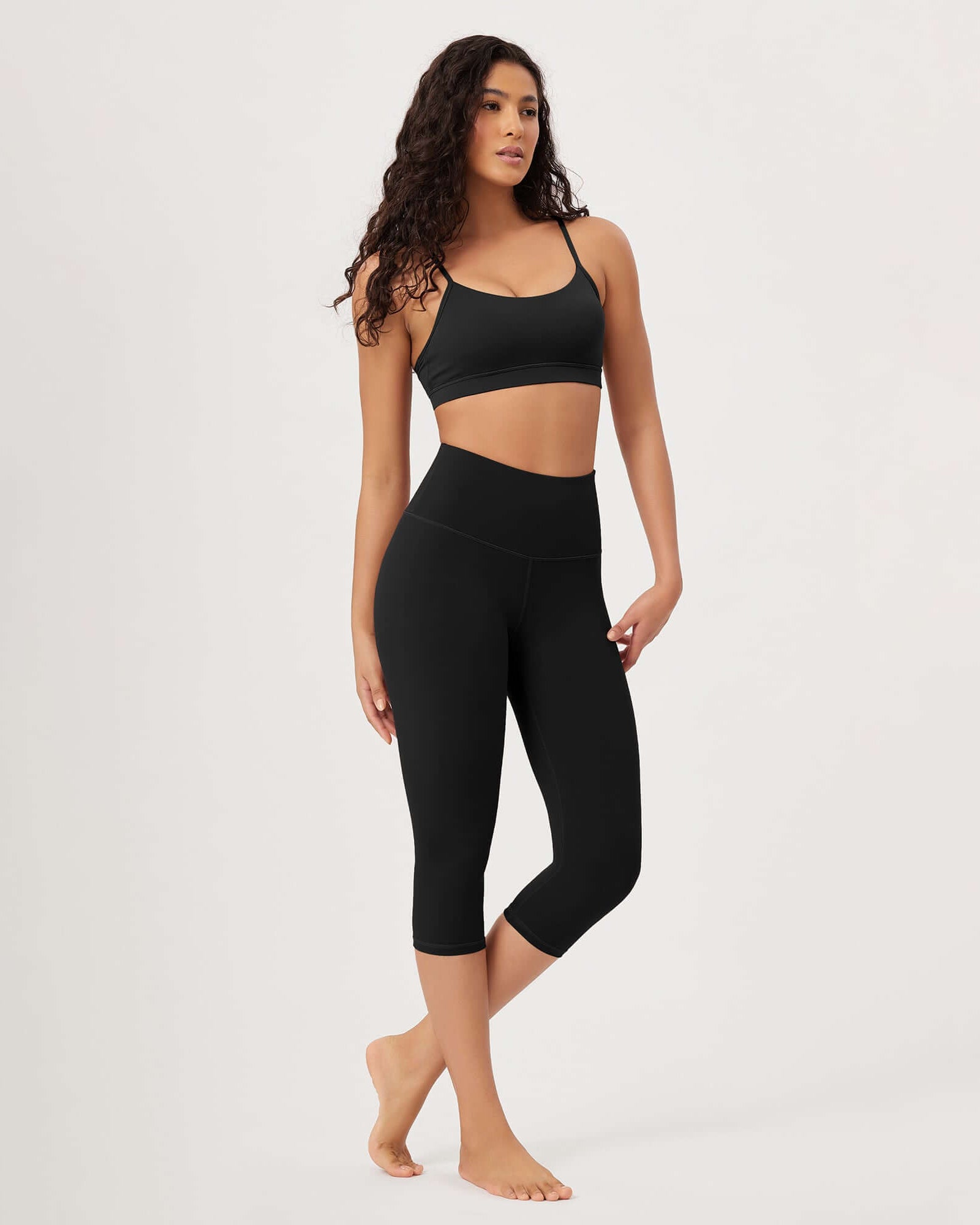 ODLEX 2-Pack 19 High Waist Knee Length Workout Athletic Running Capris Leggings - ododos