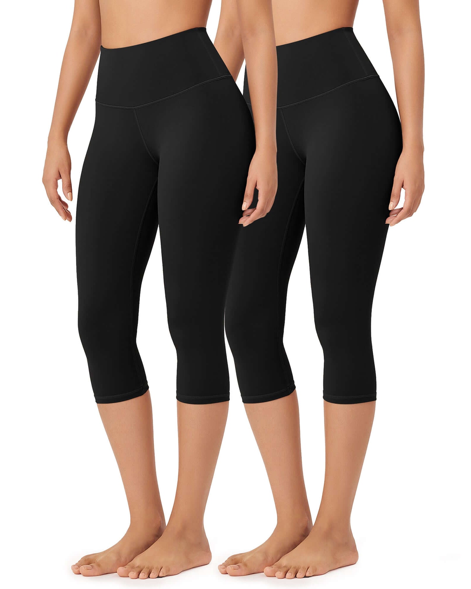 ODLEX 2-Pack 19 High Waist Knee Length Workout Athletic Running Capris Leggings - ododos
