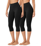 ODLEX 2-Pack 19 High Waist Knee Length Workout Athletic Running Capris Leggings - ododos