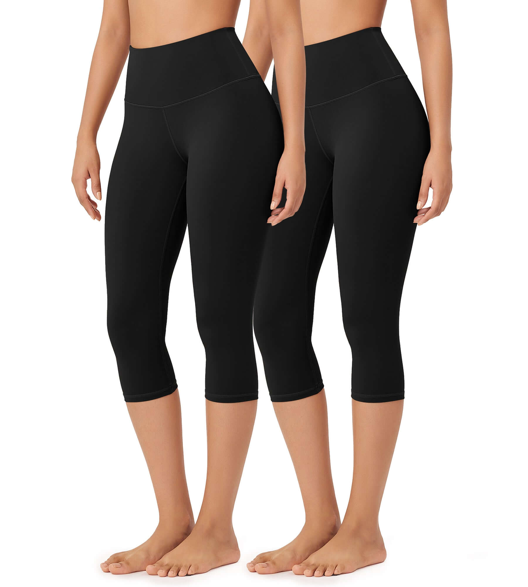ODLEX 2-Pack 19 High Waist Knee Length Workout Athletic Running Capris Leggings - ododos