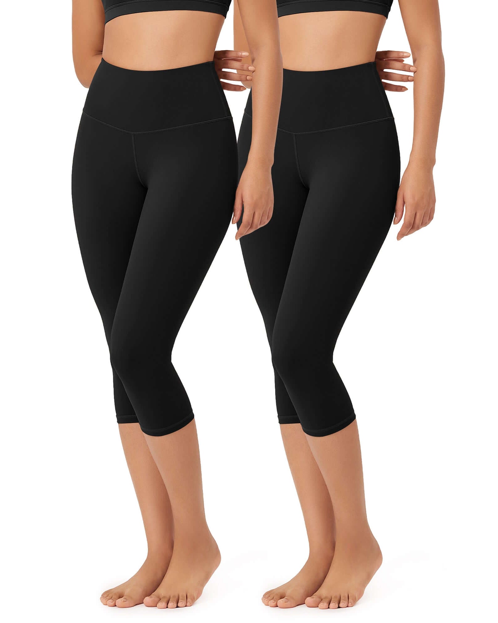 ODLEX 2-Pack 19 High Waist Knee Length Workout Athletic Running Capris Leggings - ododos