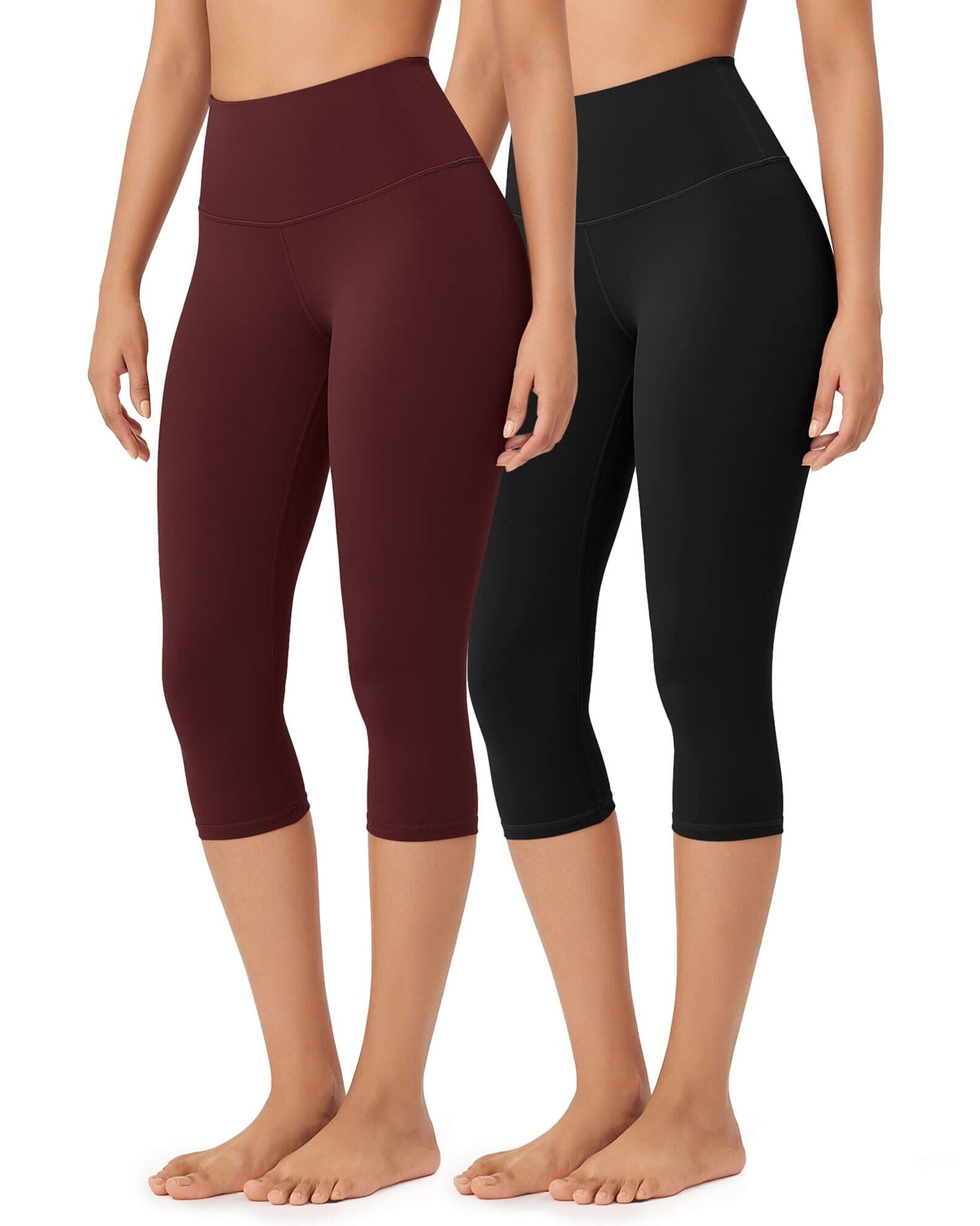 ODLEX 2-Pack 19 High Waist Knee Length Workout Athletic Running Capris Leggings - ododos