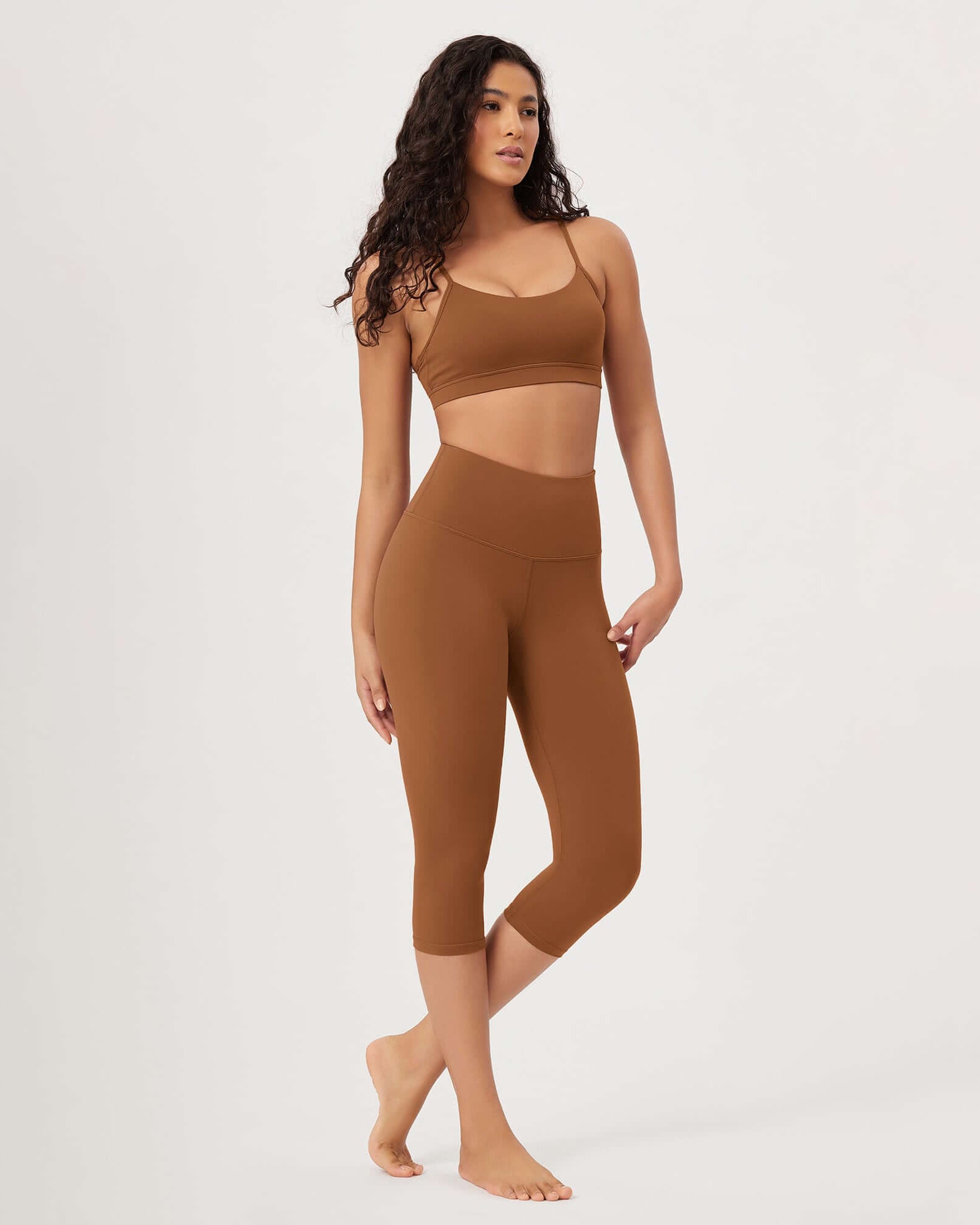 ODLEX 2-Pack 19 High Waist Knee Length Workout Athletic Running Capris Leggings - ododos