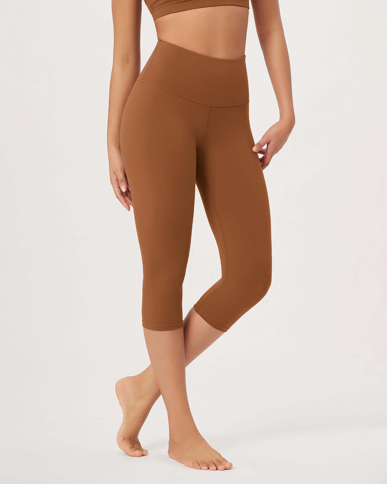 ODLEX 2-Pack 19 High Waist Knee Length Workout Athletic Running Capris Leggings - ododos