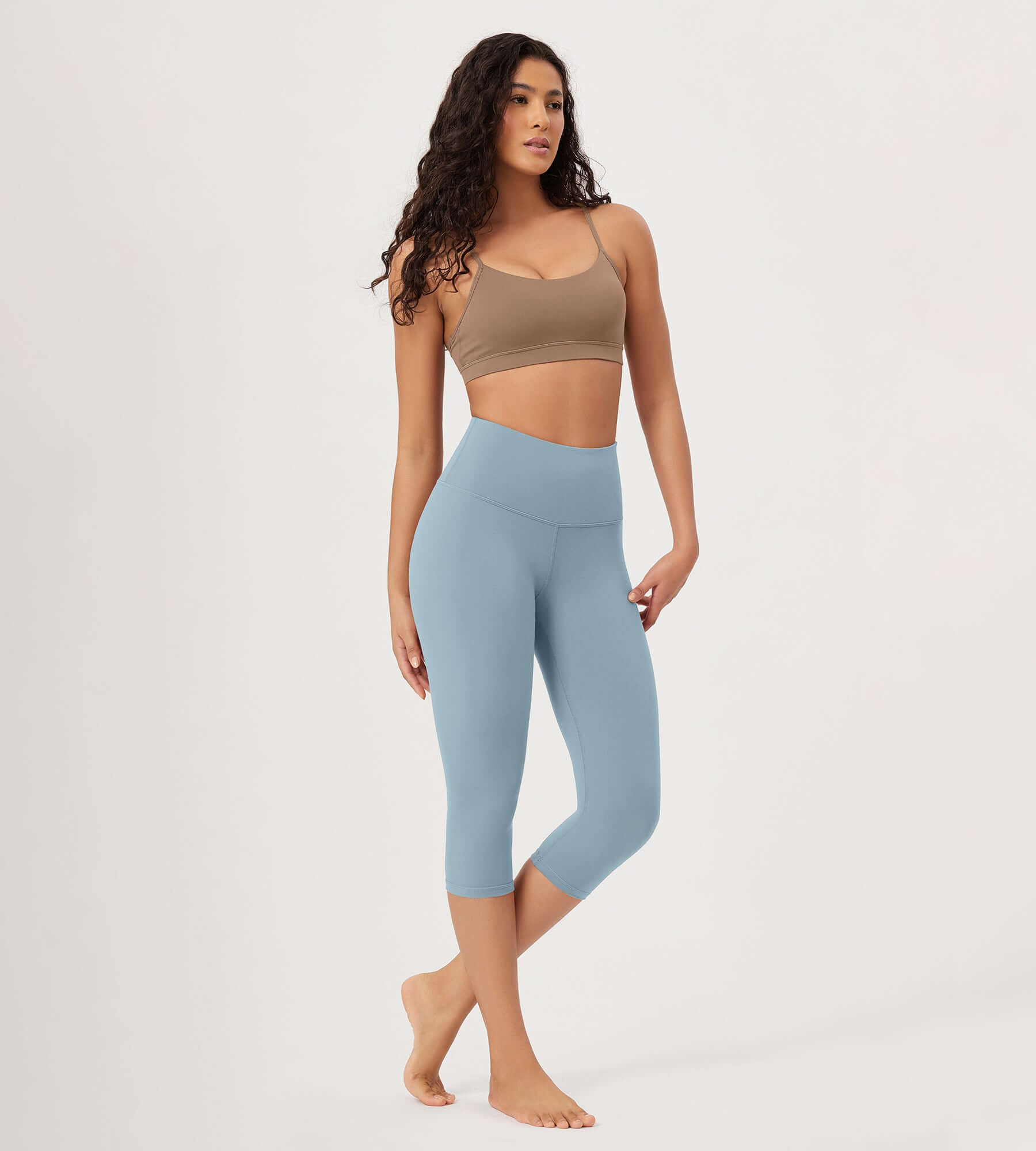 ODLEX 2-Pack 19 High Waist Knee Length Workout Athletic Running Capris Leggings - ododos