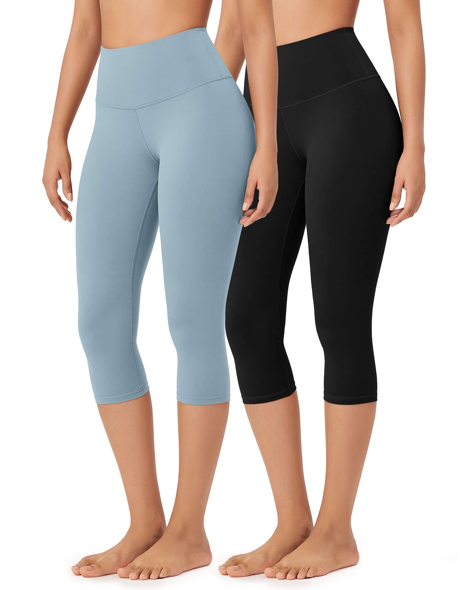 ODLEX 2-Pack 19 High Waist Knee Length Workout Athletic Running Capris Leggings - ododos
