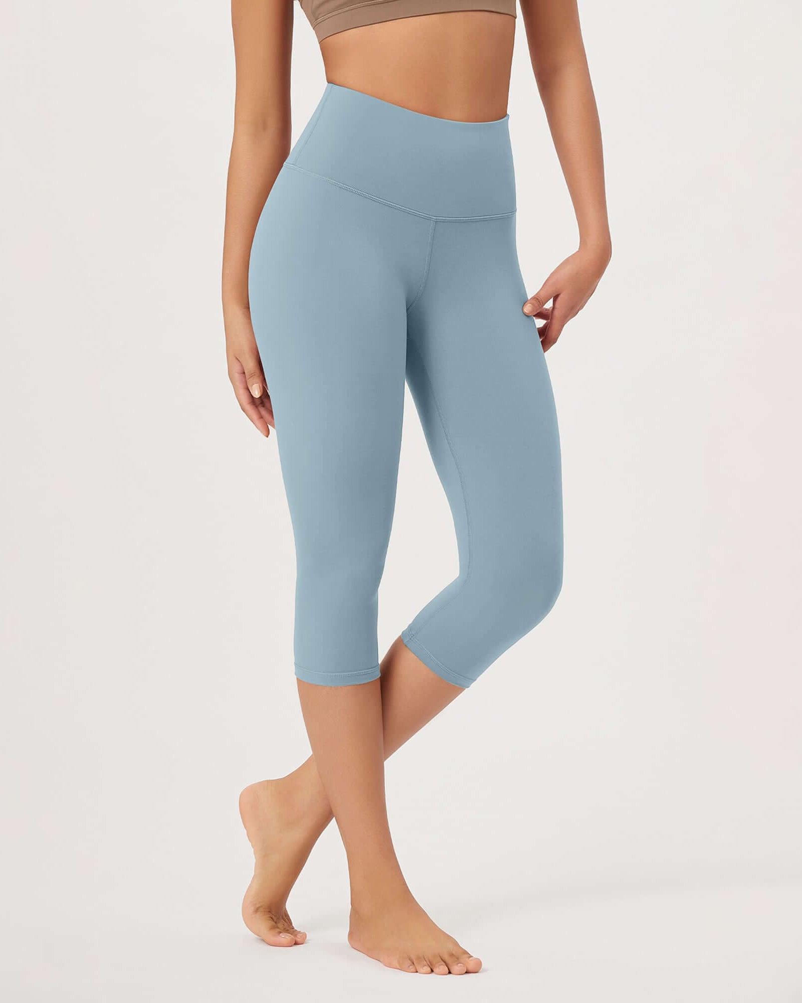 ODLEX 2-Pack 19 High Waist Knee Length Workout Athletic Running Capris Leggings - ododos