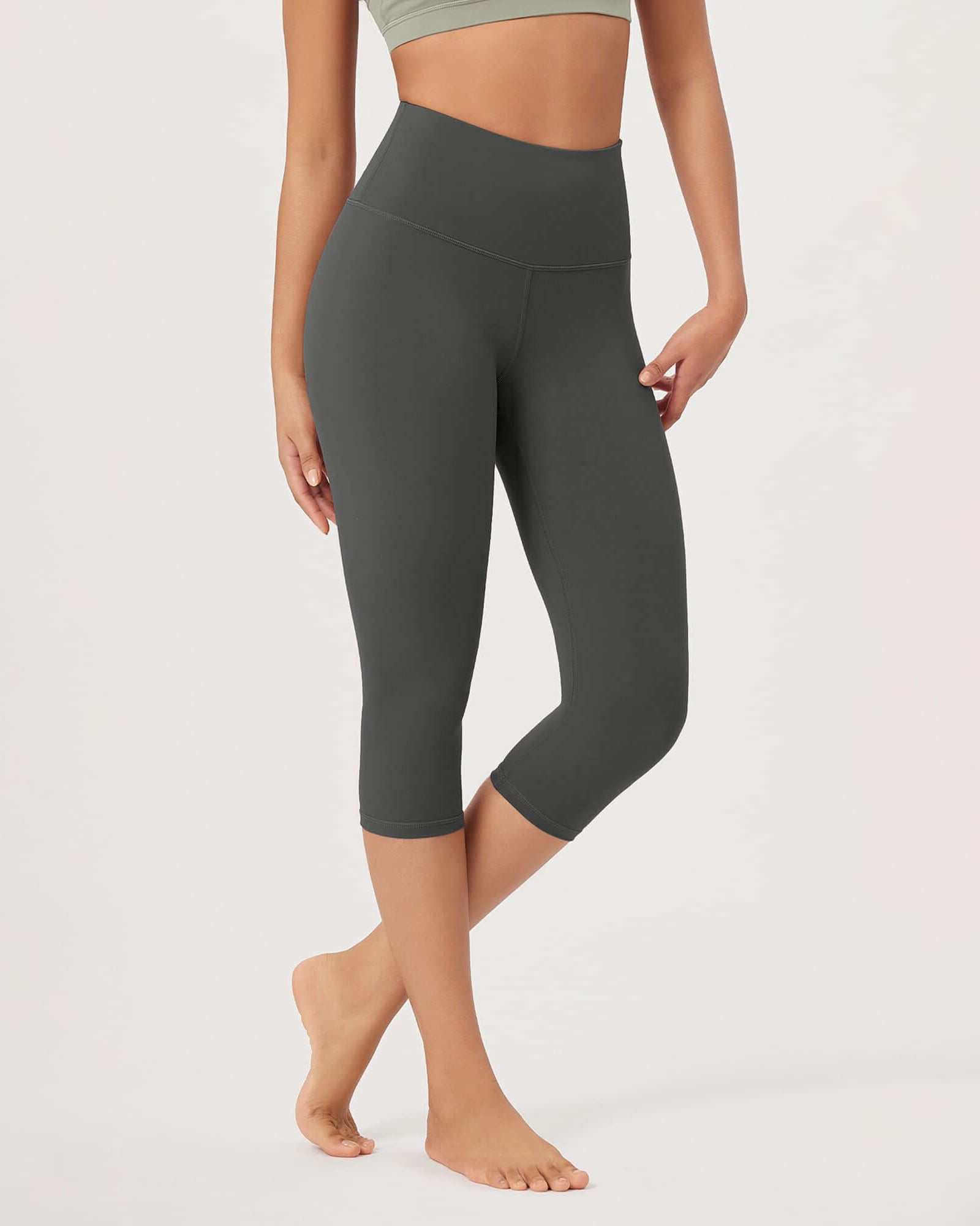 ODLEX 2-Pack 19 High Waist Knee Length Workout Athletic Running Capris Leggings - ododos