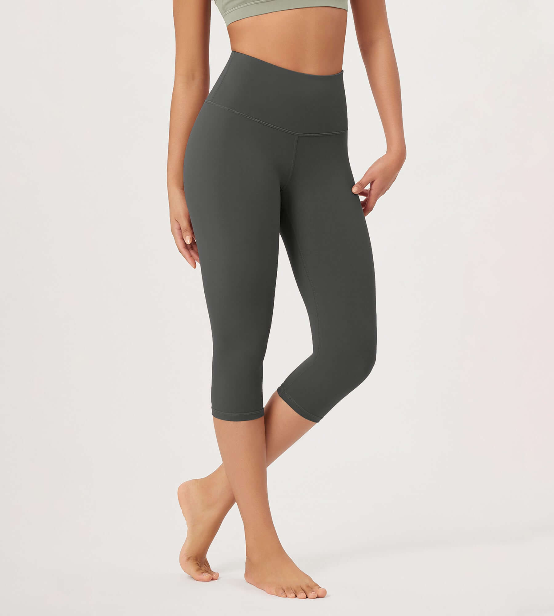ODLEX 2-Pack 19 High Waist Knee Length Workout Athletic Running Capris Leggings - ododos