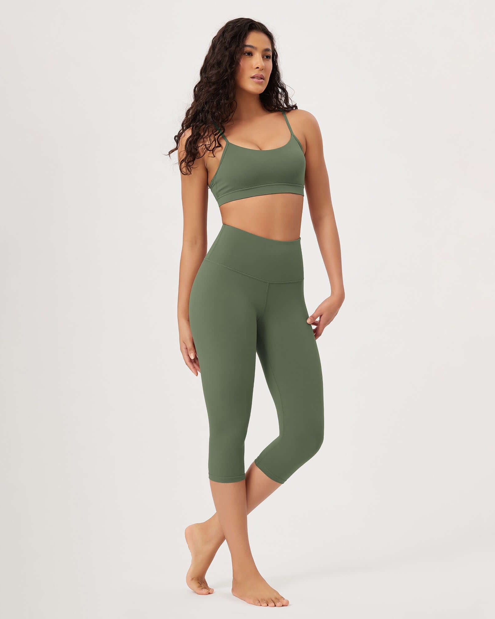 ODLEX 2-Pack 19 High Waist Knee Length Workout Athletic Running Capris Leggings - ododos