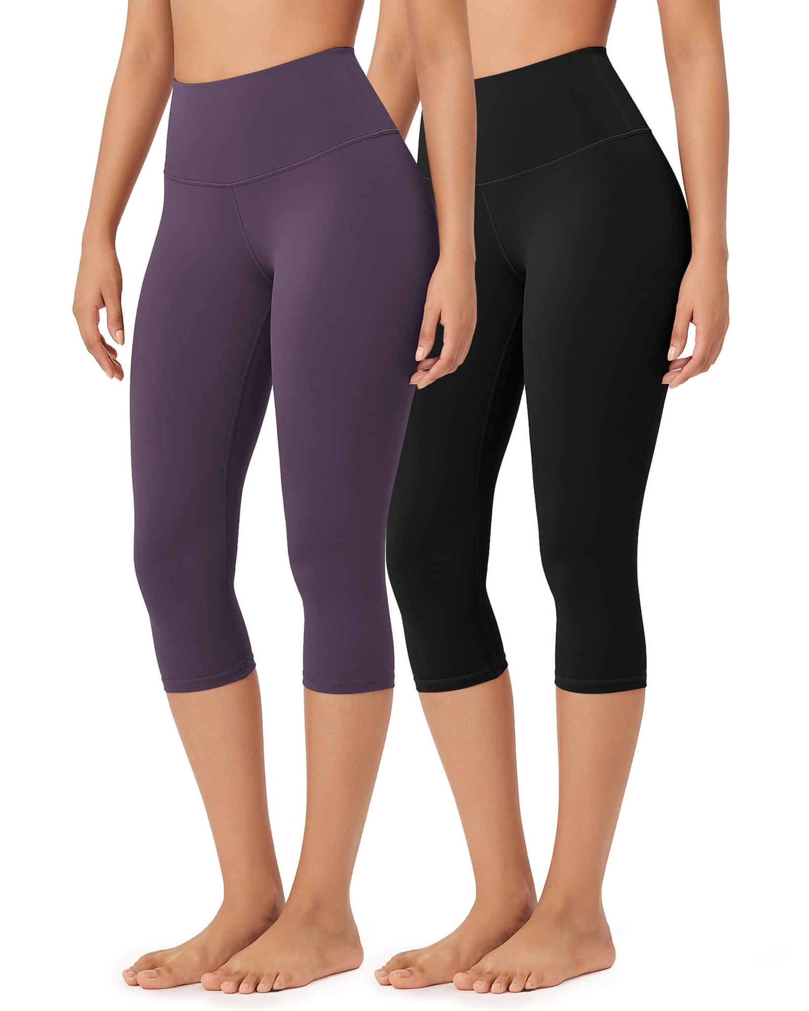 ODLEX 2-Pack 19 High Waist Knee Length Workout Athletic Running Capris Leggings - ododos