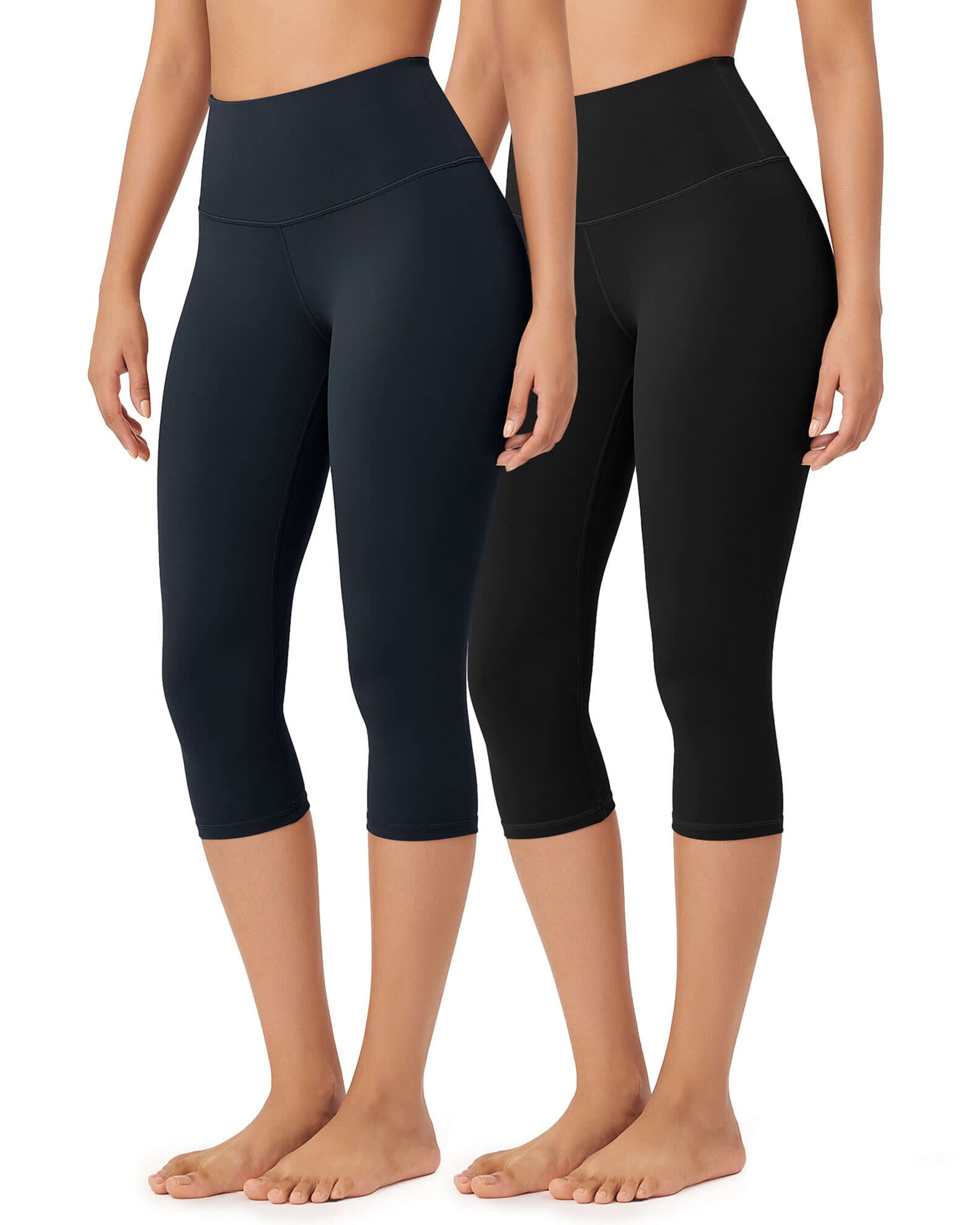 ODLEX 2-Pack 19 High Waist Knee Length Workout Athletic Running Capris Leggings - ododos