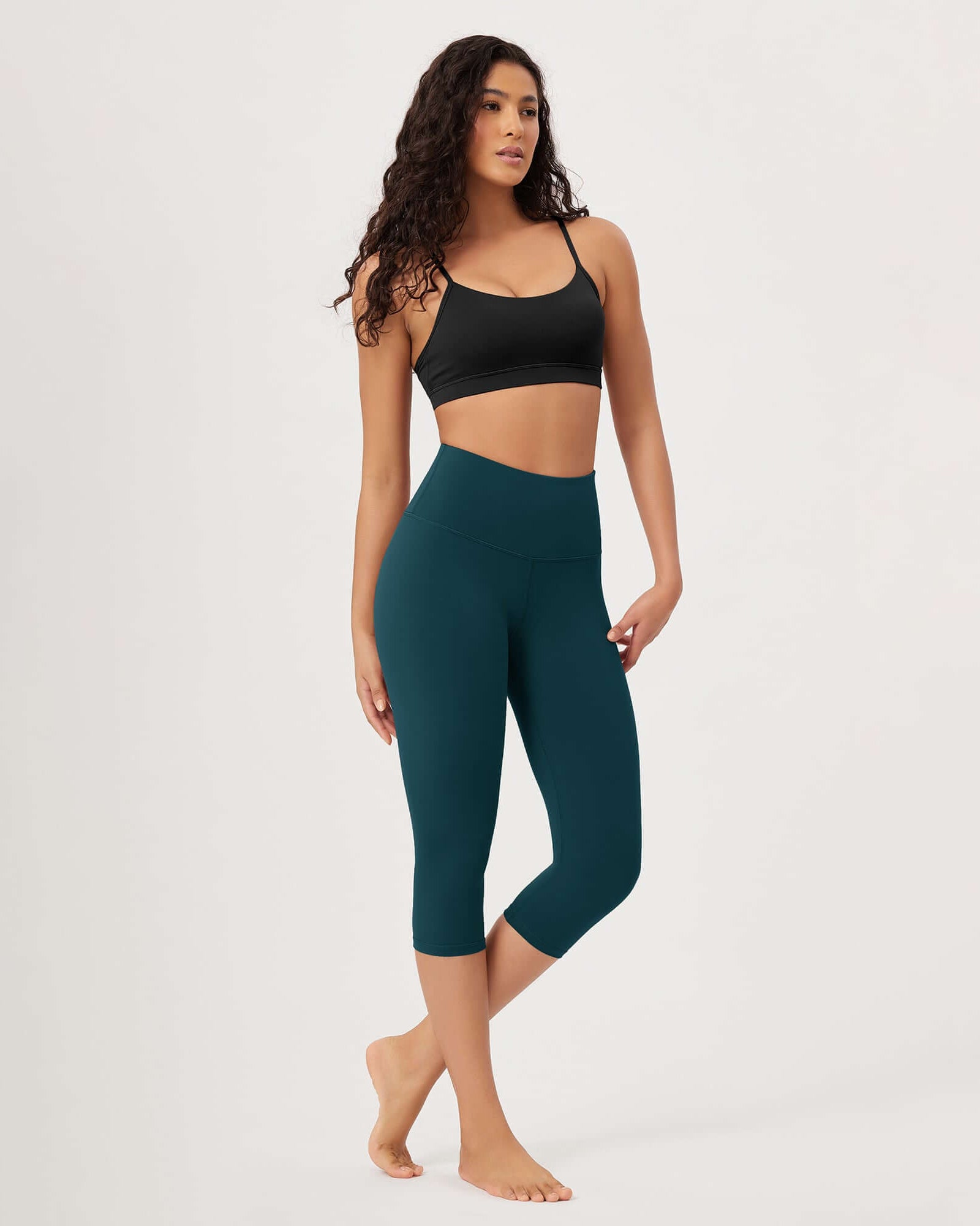 ODLEX 2-Pack 19 High Waist Knee Length Workout Athletic Running Capris Leggings - ododos