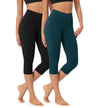 ODLEX 2-Pack 19 High Waist Knee Length Workout Athletic Running Capris Leggings - ododos