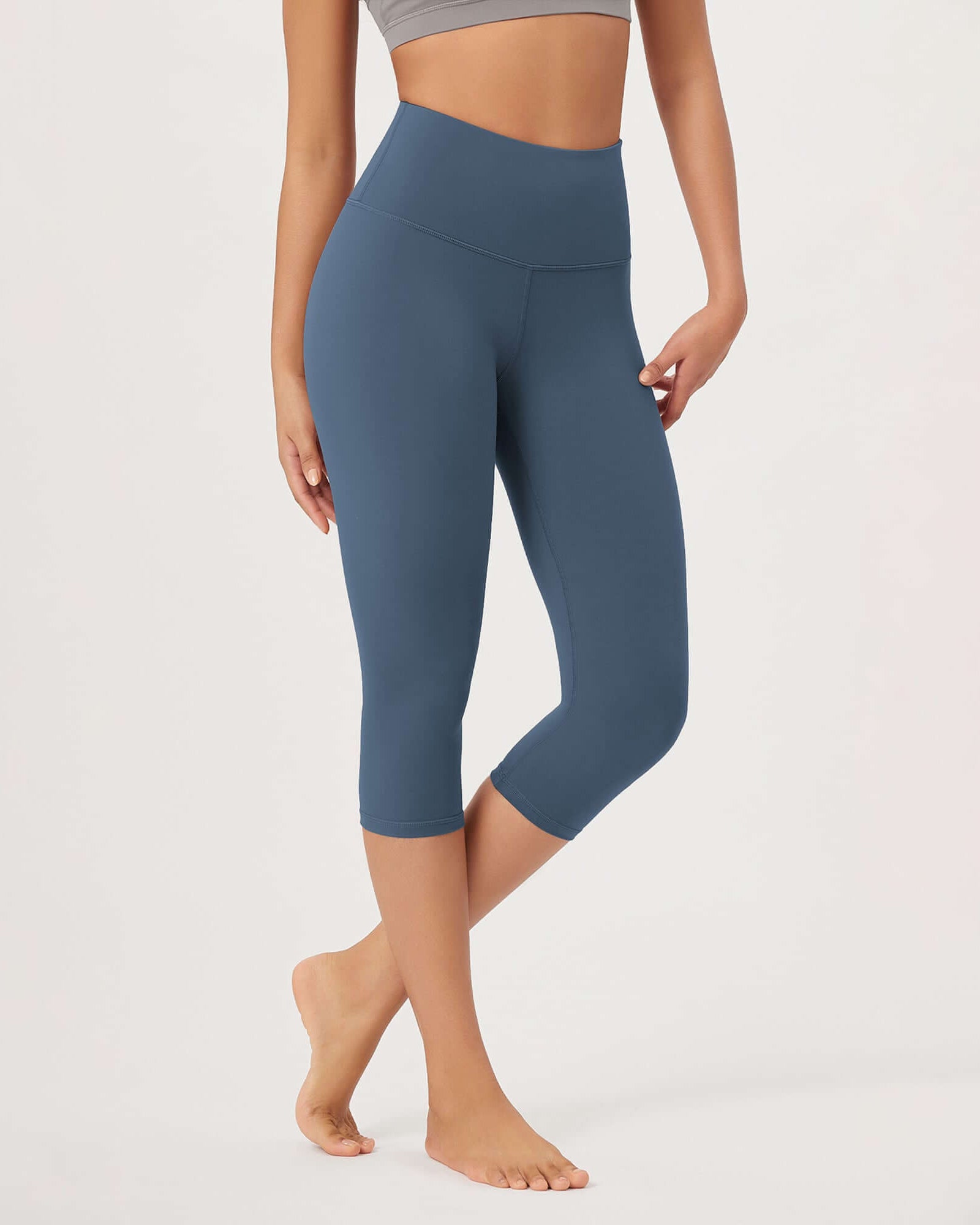 ODLEX 2-Pack 19 High Waist Knee Length Workout Athletic Running Capris Leggings - ododos