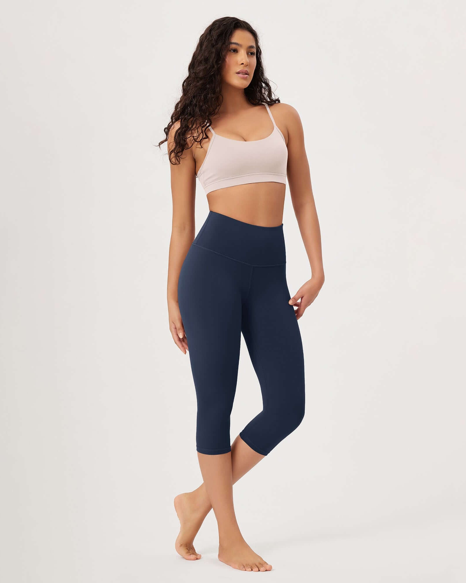 ODLEX 2-Pack 19 High Waist Knee Length Workout Athletic Running Capris Leggings - ododos