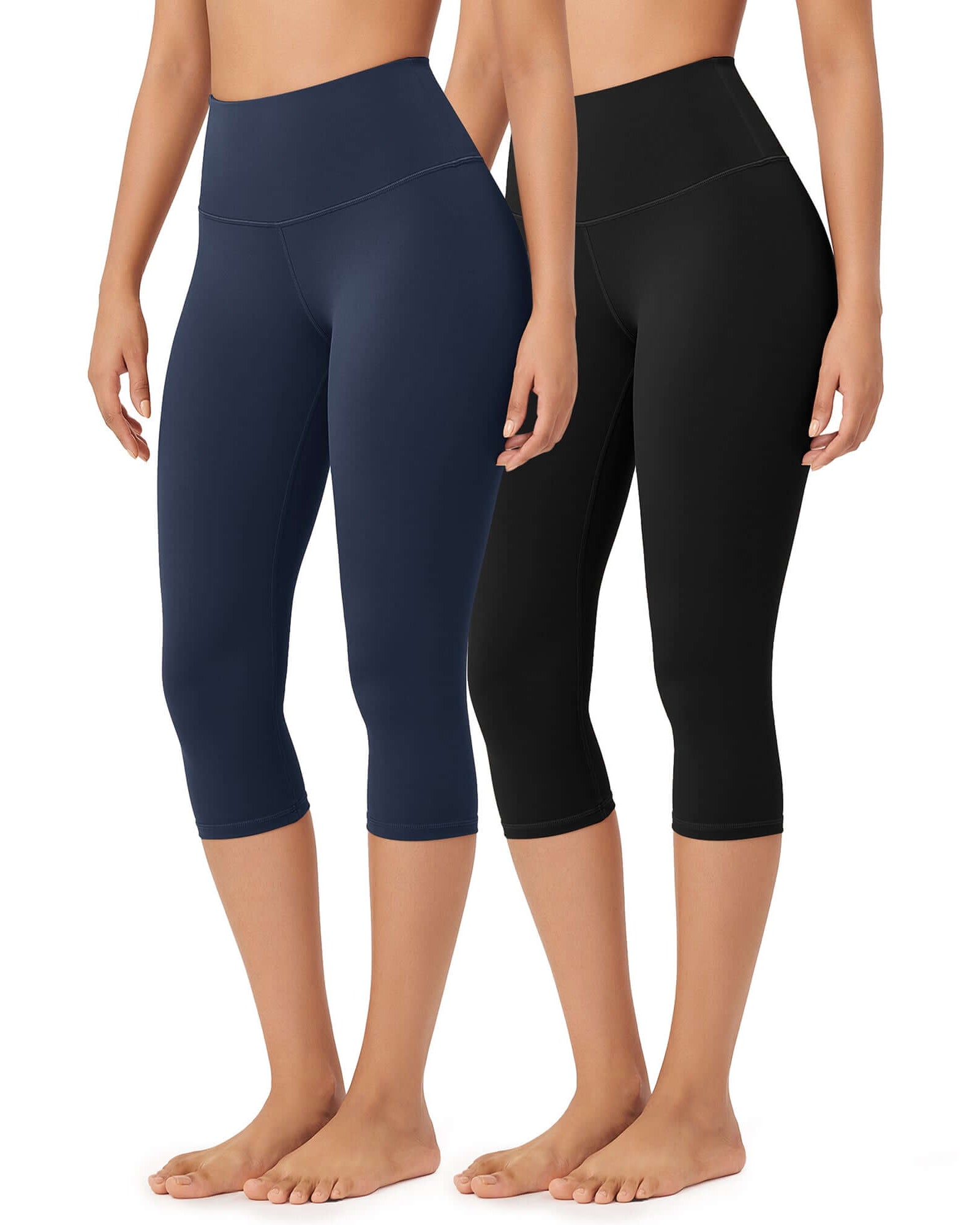 ODLEX 2-Pack 19 High Waist Knee Length Workout Athletic Running Capris Leggings - ododos