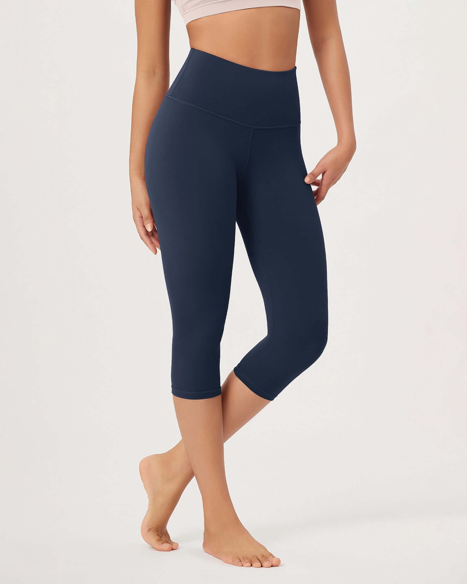 ODLEX 2-Pack 19 High Waist Knee Length Workout Athletic Running Capris Leggings - ododos