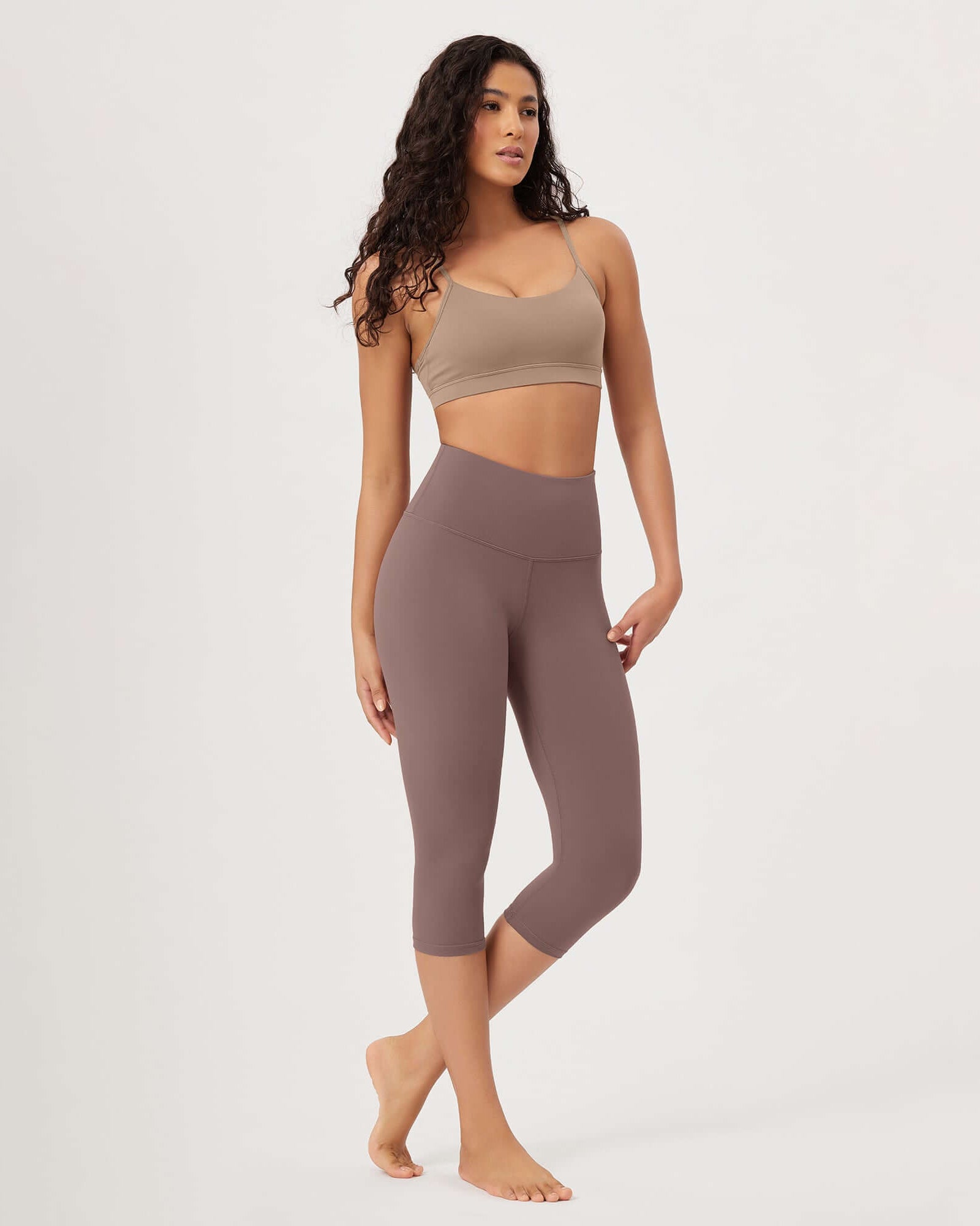 ODLEX 2-Pack 19 High Waist Knee Length Workout Athletic Running Capris Leggings - ododos