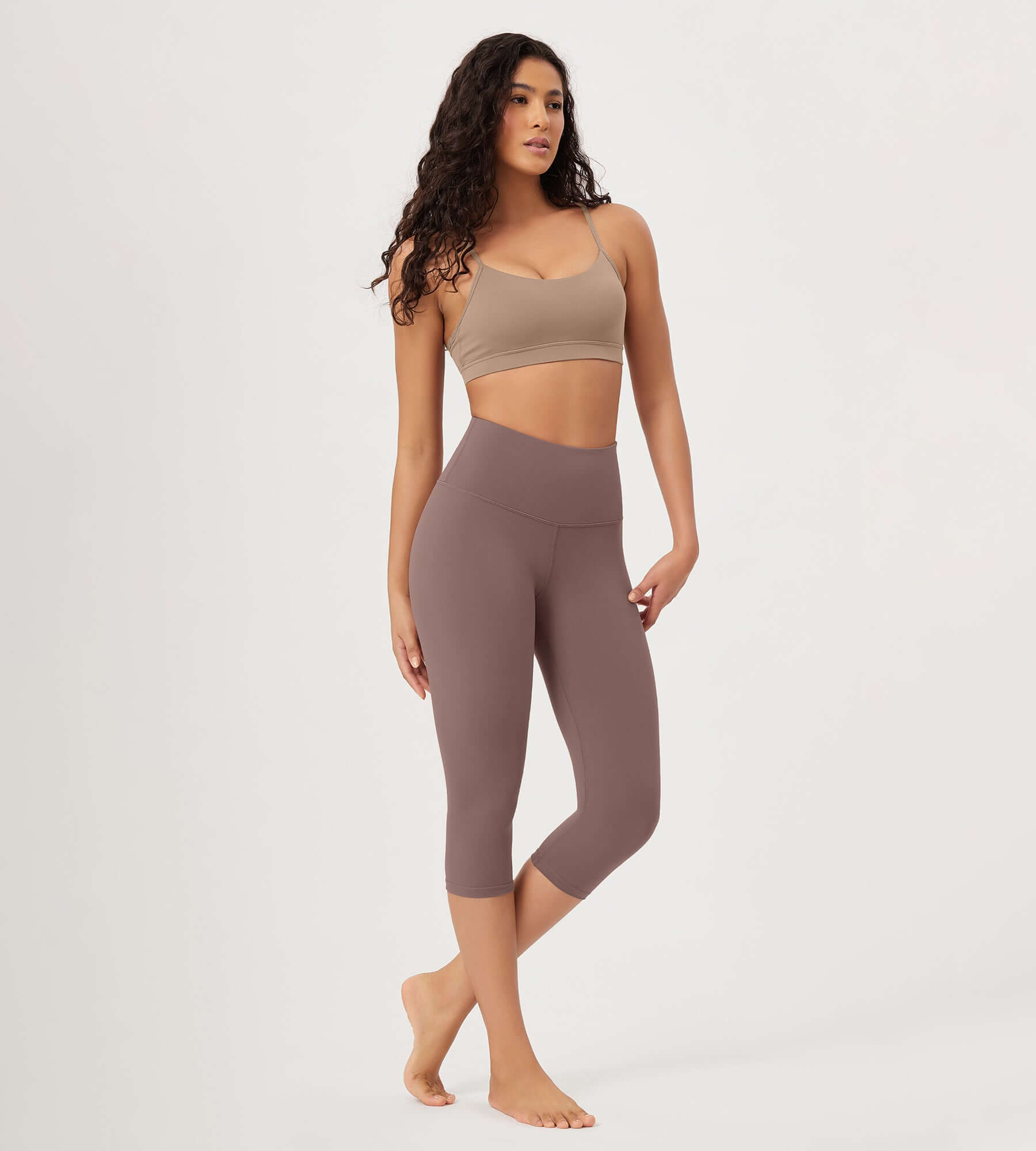 ODLEX 2-Pack 19 High Waist Knee Length Workout Athletic Running Capris Leggings - ododos