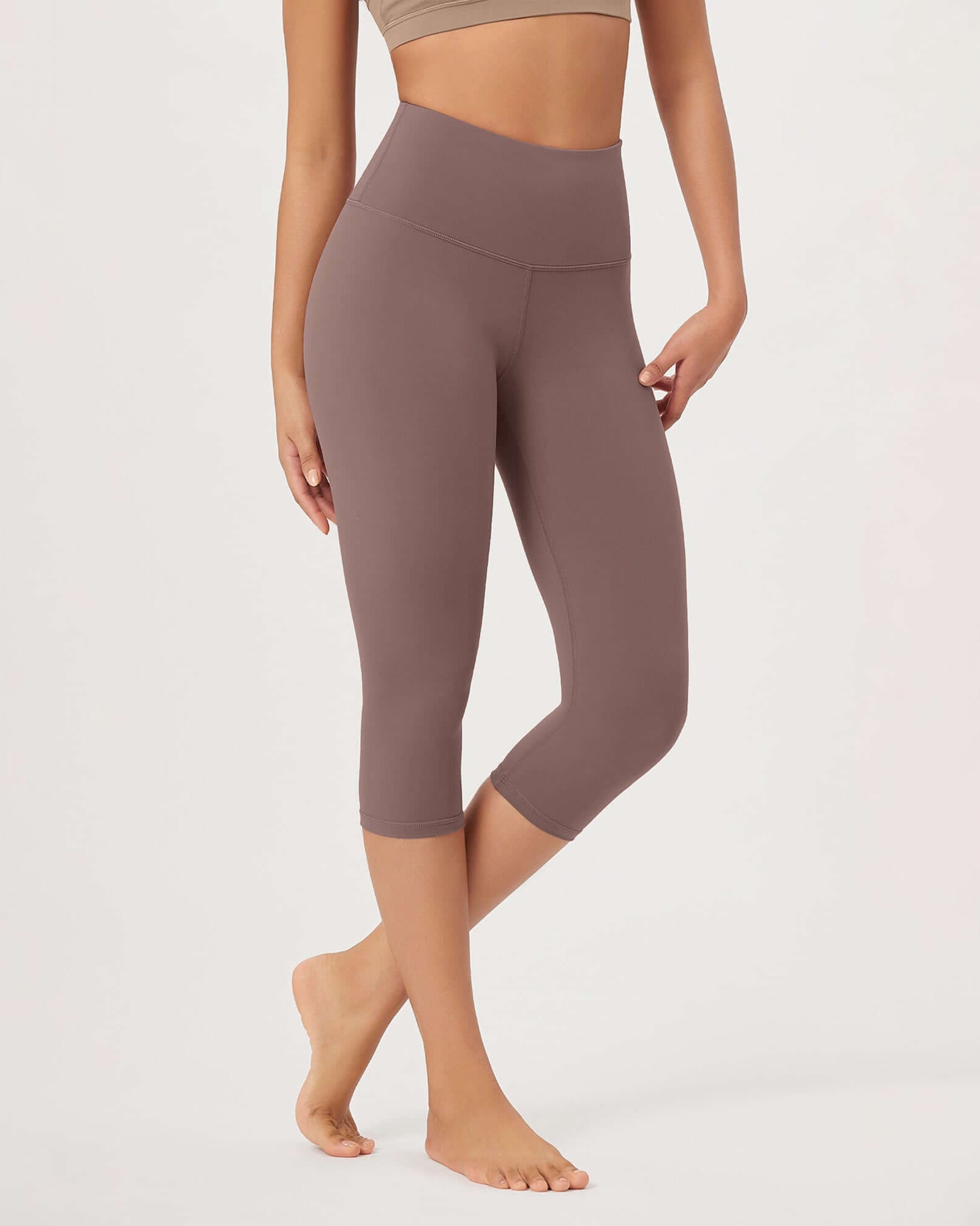 ODLEX 2-Pack 19 High Waist Knee Length Workout Athletic Running Capris Leggings - ododos