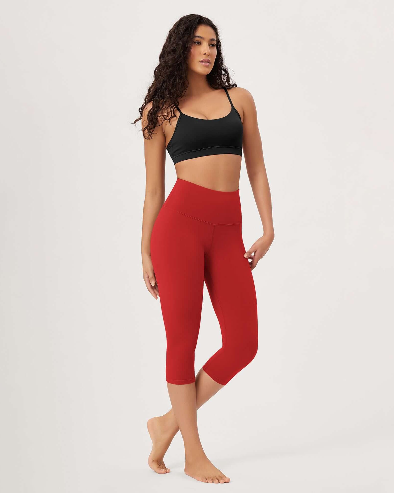 ODLEX 2-Pack 19 High Waist Knee Length Workout Athletic Running Capris Leggings - ododos