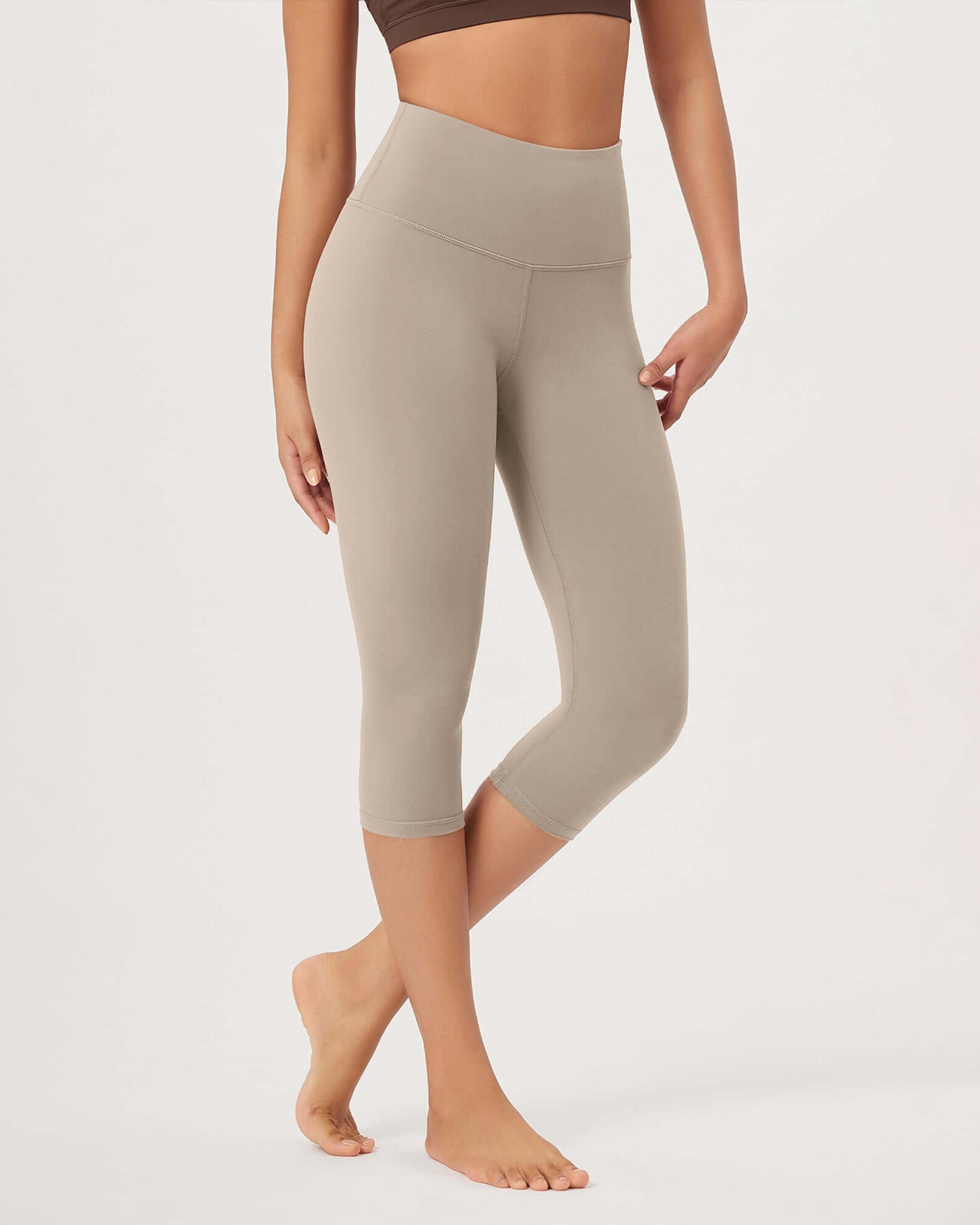 ODLEX 2-Pack 19 High Waist Knee Length Workout Athletic Running Capris Leggings - ododos