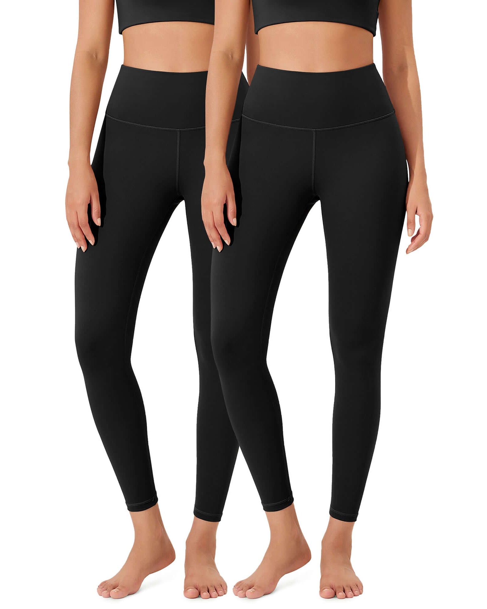 ODLEX 2-Pack 25 High Waist Workout Tummy Control Atheltic Leggings Black+Black - ododos