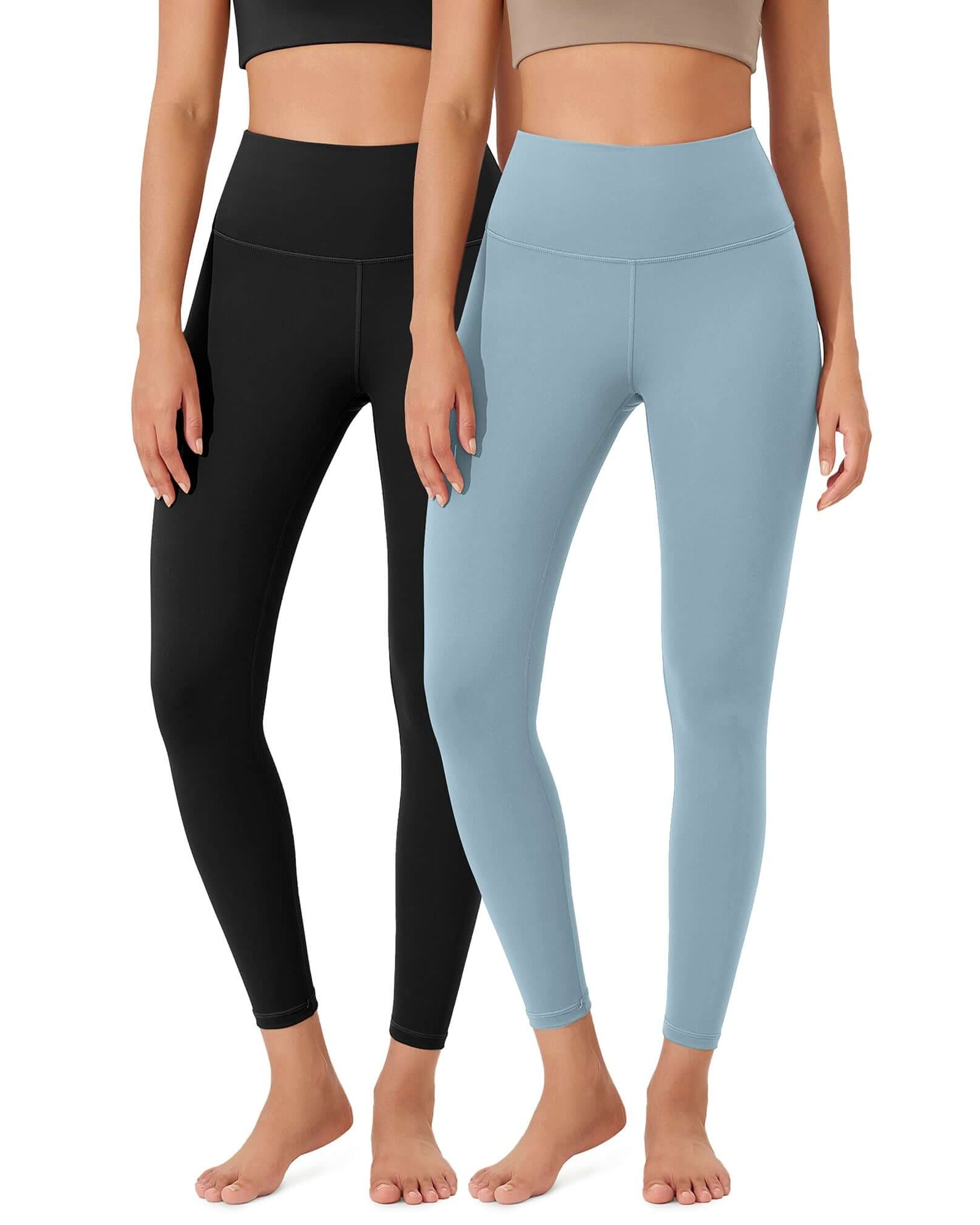 ODLEX 2-Pack 25 High Waist Workout Tummy Control Atheltic Leggings Black+chambray - ododos
