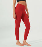 ODLEX 25 High Waist Workout Tummy Control Atheltic Leggings Red - ododos