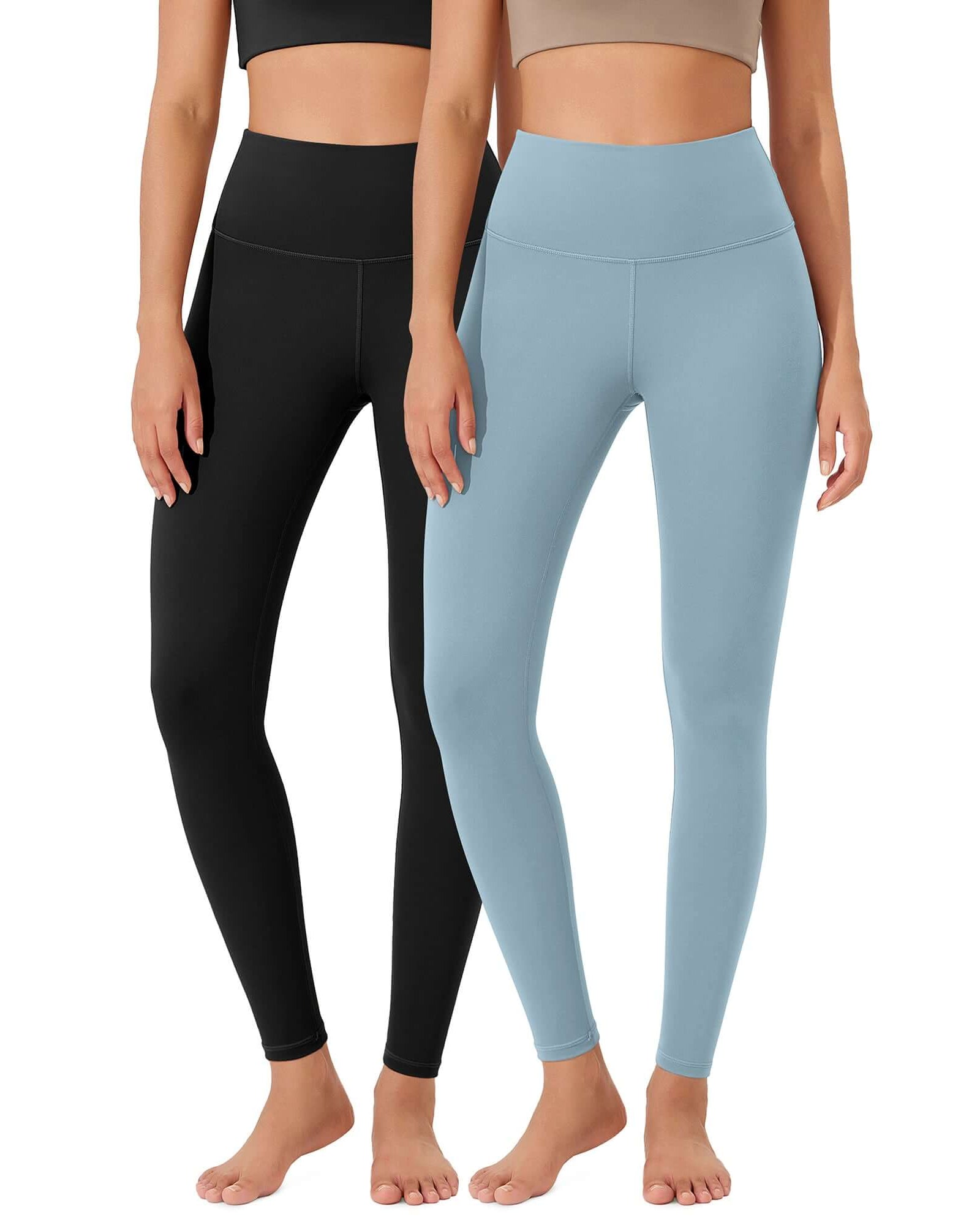 ODLEX 2-Pack 28 High Waist Workout Tummy Control Atheltic Leggings Black+chambray - ododos