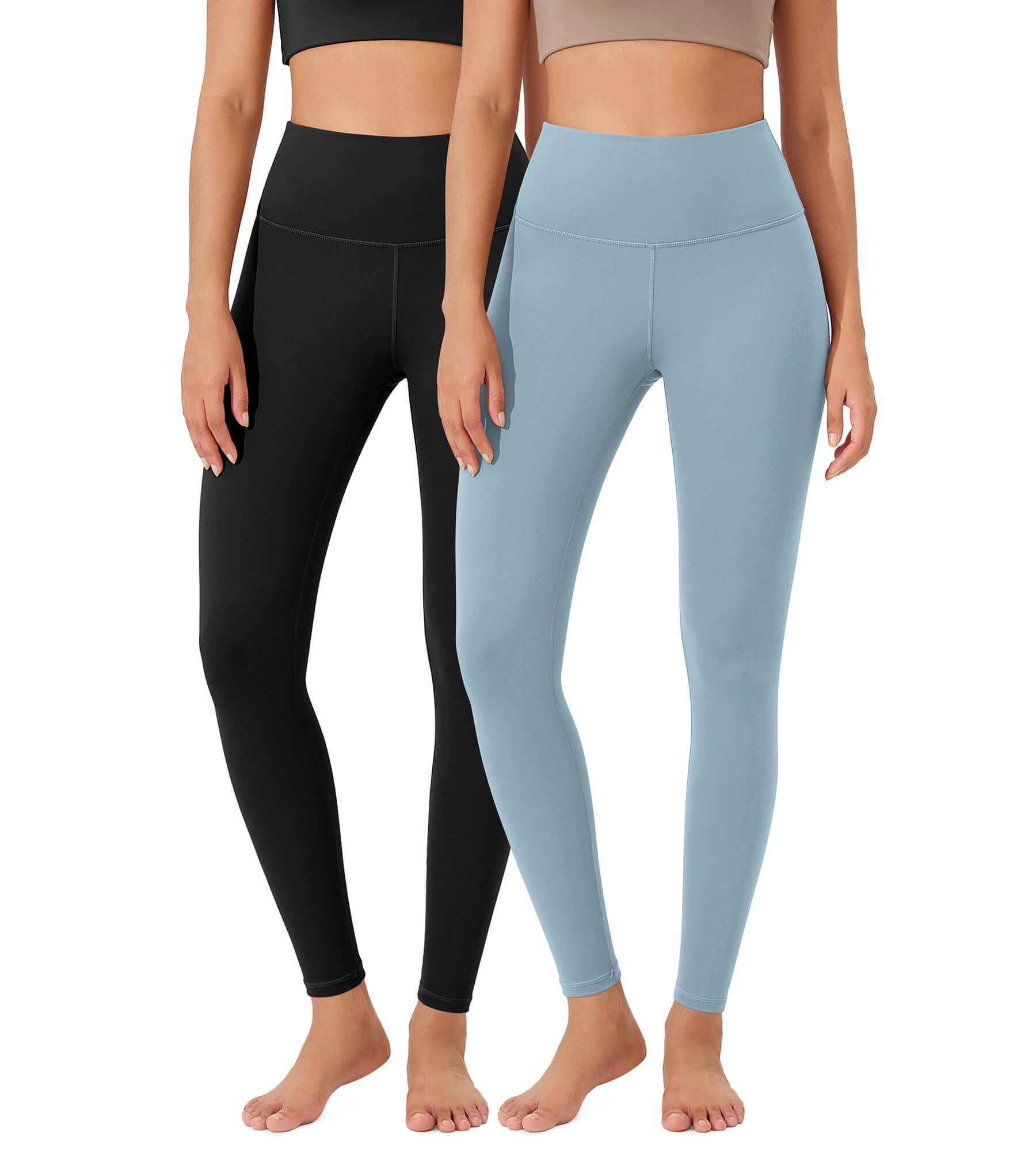ODLEX 2-Pack 28 High Waist Workout Tummy Control Atheltic Leggings Black+chambray - ododos