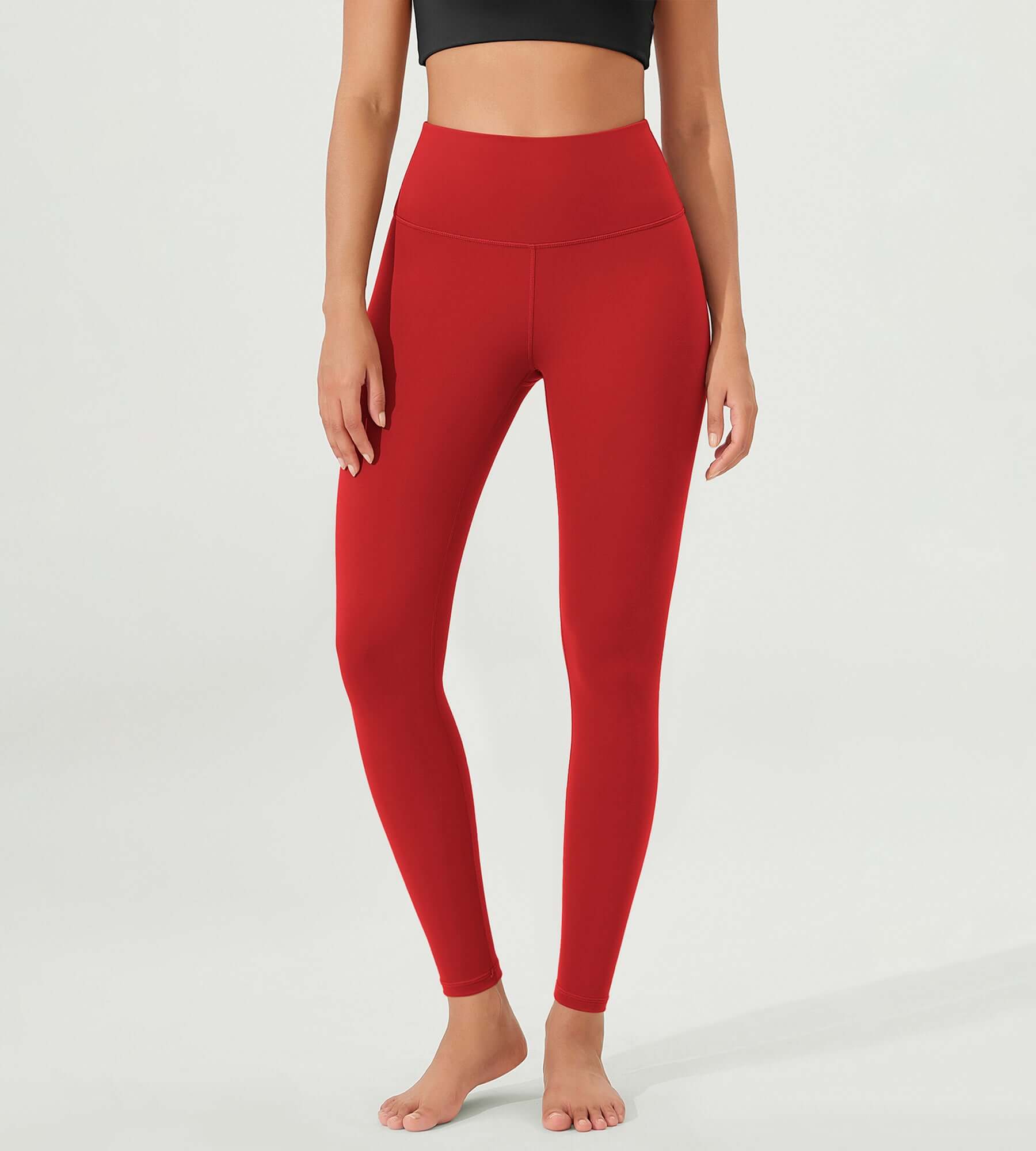 ODLEX 28 High Waist Workout Tummy Control Atheltic Leggings Red - ododos