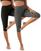 ODCLOUD 2-Pack 14 High Waist Yoga Capris Black+Charcoal - ododos