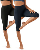 ODCLOUD 2-Pack 14 High Waist Yoga Capris Black+Deep Navy - ododos
