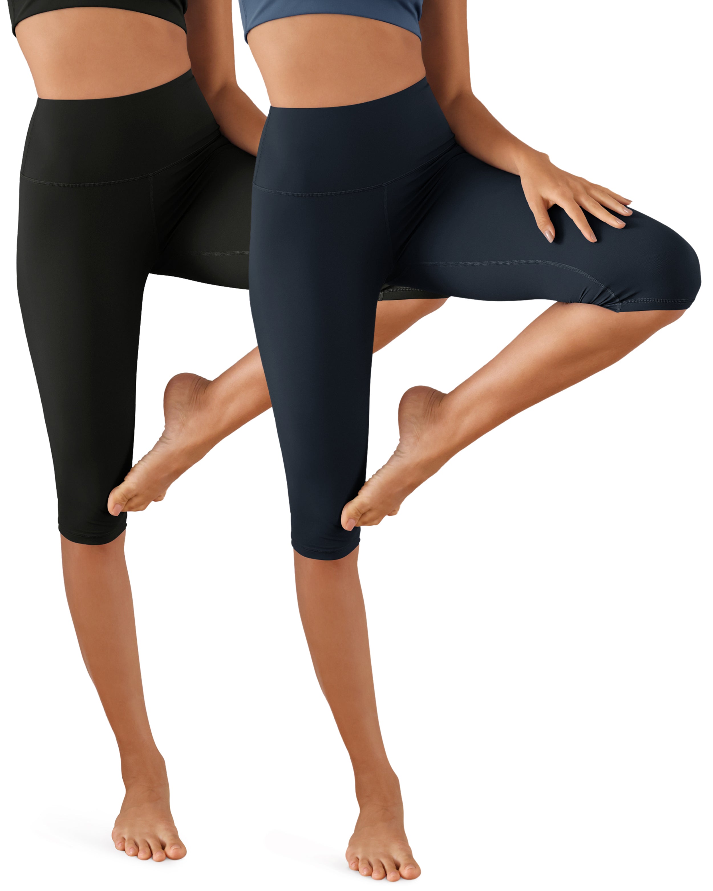 ODCLOUD 2-Pack 14 High Waist Yoga Capris Black+Deep Navy - ododos