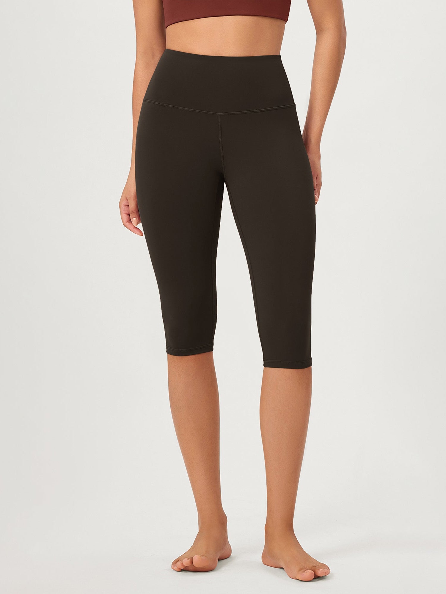 ODCLOUD 14 High Waist Yoga Athletic Running Capris Dark Brown - ododos