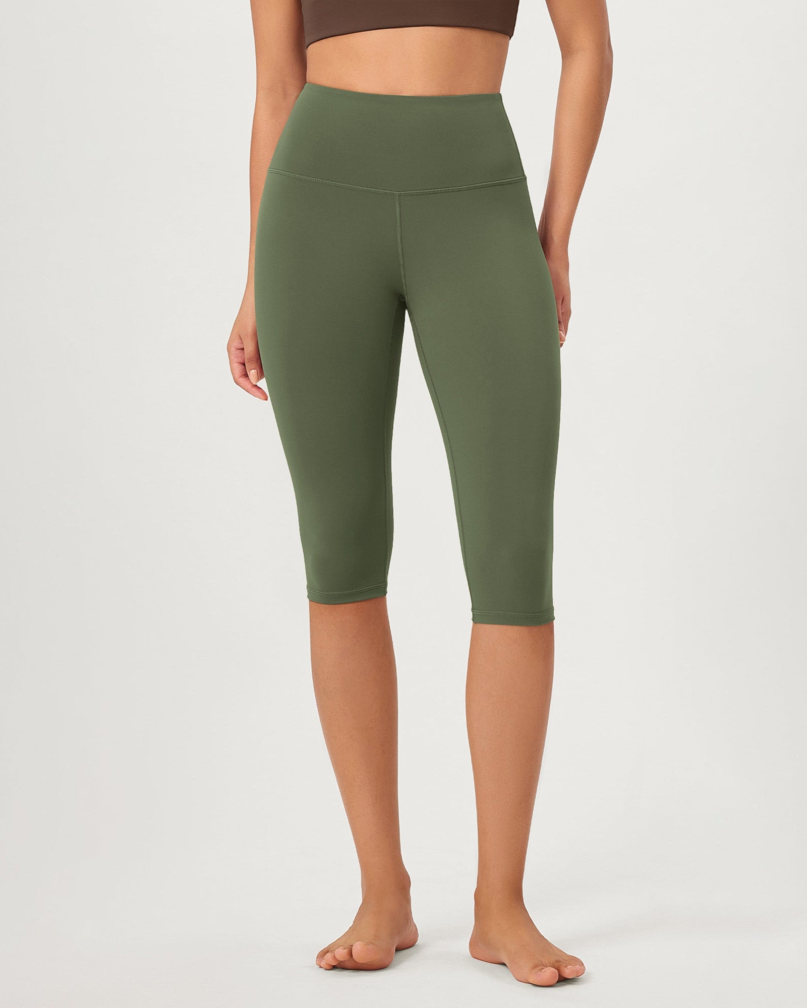 ODCLOUD 14 High Waist Yoga Athletic Running Capris Dark Olive - ododos