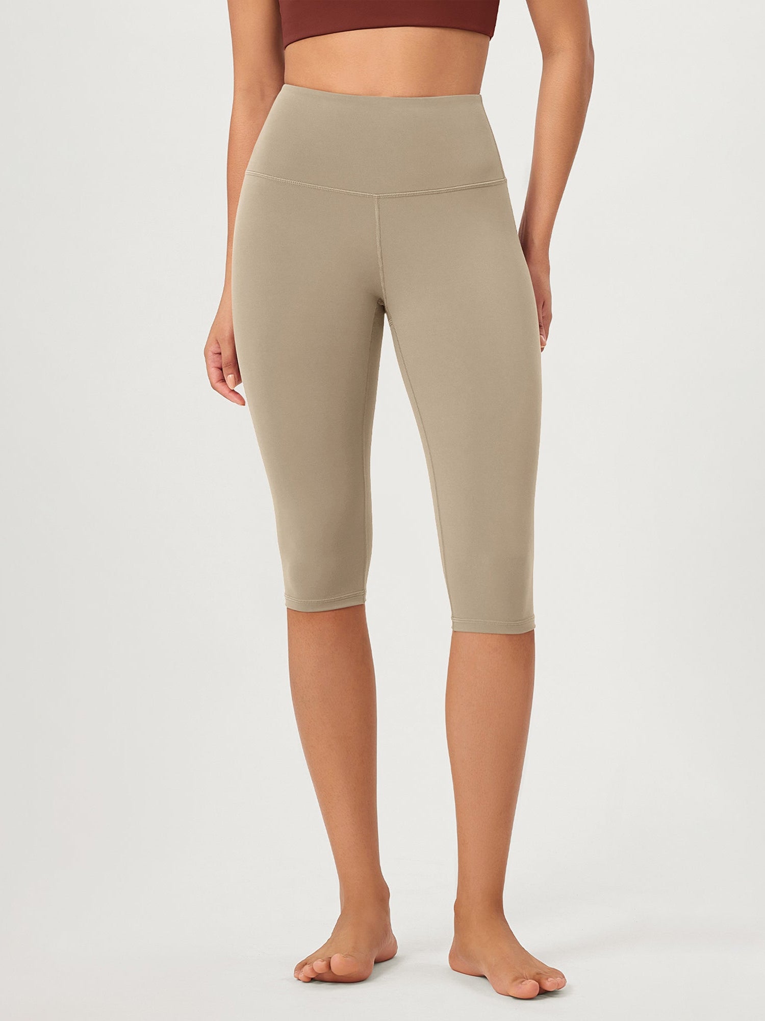 ODCLOUD 14 High Waist Yoga Athletic Running Capris Shaker Beige - ododos