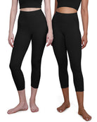 ODCLOUD 2-Pack 19 High Waist Yoga Capris Black+Black - ododos
