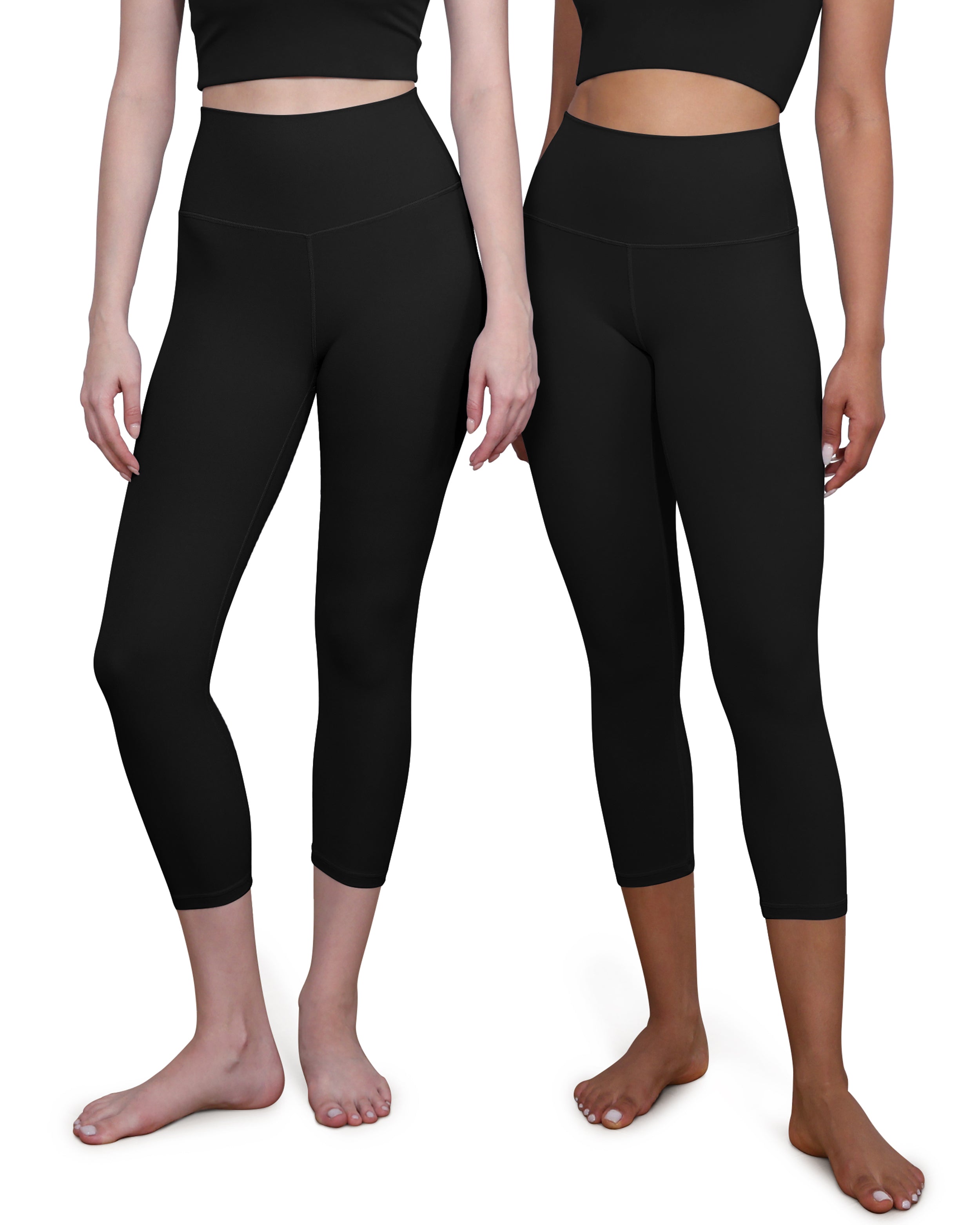 ODCLOUD 2-Pack 19 High Waist Yoga Capris Black+Black - ododos