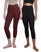 ODCLOUD 2-Pack 19 High Waist Yoga Capris Black+Burgundy - ododos