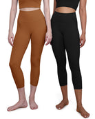 ODCLOUD 2-Pack 19 High Waist Yoga Capris Black+Caramel - ododos